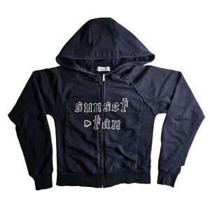 Sunset Tan Black Hooded Jacket - Thin Hoody Size Medium